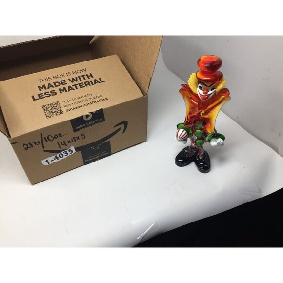 MURANO Colorful Hand Blown Art Glass Clown- about 10'' Tall - Vintage (1960s)